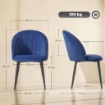 SET 2 SEDIE DA PRANZO IMBOTTITE CON SCHIENALE A CONCHIGLIA IN VELLUTO, 52X55X79 CM, BLU