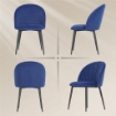 SET 2 SEDIE DA PRANZO IMBOTTITE CON SCHIENALE A CONCHIGLIA IN VELLUTO, 52X55X79 CM, BLU