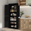 MOBILE CUCINA ALTO CON 6 RIPIANI REGOLABILI E 4 ANTE IN LEGNO, 76X40.5X184 CM, NERO