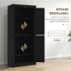 MOBILE CUCINA ALTO CON 6 RIPIANI REGOLABILI E 4 ANTE IN LEGNO, 76X40.5X184 CM, NERO