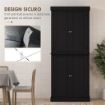 MOBILE CUCINA ALTO CON 6 RIPIANI REGOLABILI E 4 ANTE IN LEGNO, 76X40.5X184 CM, NERO