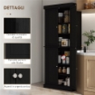 MOBILE CUCINA ALTO CON 6 RIPIANI REGOLABILI E 4 ANTE IN LEGNO, 76X40.5X184 CM, NERO