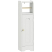 Mobile Porta Carta Igienica in Legno con Armadietto con Ripiano Interno Regolabile, 21x20x79 cm, Bianco