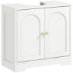 Mobile Sotto Lavabo Bagno a 2 Ante con Ripiano Regolabile su 3 Livelli, in Legno, 60x30x65 cm, Bianco