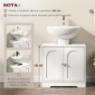 Mobile Sotto Lavabo Bagno a 2 Ante con Ripiano Regolabile su 3 Livelli, in Legno, 60x30x65 cm, Bianco