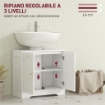 Mobile Sotto Lavabo Bagno a 2 Ante con Ripiano Regolabile su 3 Livelli, in Legno, 60x30x65 cm, Bianco