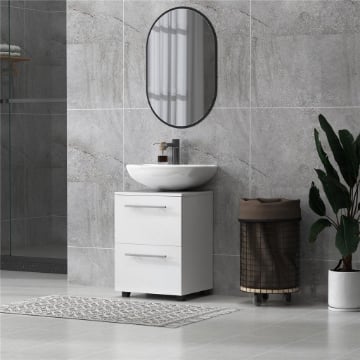 Mobile Sottolavabo Mobiletto Bagno Moderno 41.5x35.5x59 cm Bianco