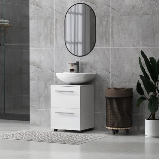 Mobile Sottolavabo Mobiletto Bagno Moderno 41.5x35.5x59 cm Bianco