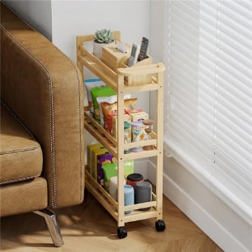 Scaffale Bagno Carrello Portaoggetti Salvaspazio 3 Ripiani 55x20x75 cm