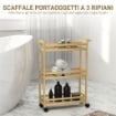 Scaffale Bagno Carrello Portaoggetti Salvaspazio 3 Ripiani 55x20x75 cm