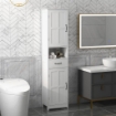 Mobile Colonna Bagno in Legno con Mensola Aperta, Cassetto e 2 Armadietti, 40x30x164 cm, Bianco
