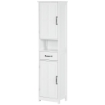 Mobile Colonna Bagno in Legno con Mensola Aperta, Cassetto e 2 Armadietti, 40x30x164 cm, Bianco