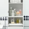 Mobile Colonna Bagno in Legno con Mensola Aperta, Cassetto e 2 Armadietti, 40x30x164 cm, Bianco