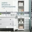 Mobile Colonna Bagno in Legno con Mensola Aperta, Cassetto e 2 Armadietti, 40x30x164 cm, Bianco