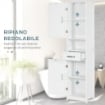 Mobile Colonna Bagno in Legno con Mensola Aperta, Cassetto e 2 Armadietti, 40x30x164 cm, Bianco