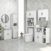 Mobile Colonna Bagno in Legno con Mensola Aperta, Cassetto e 2 Armadietti, 40x30x164 cm, Bianco