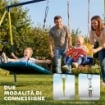 Struttura per Altalena da Giardino per Bambini 3-8 Anni in Acciaio, 4 Ganci, 260x160x178 cm, Blu