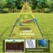 Set Altalena da Giardino 4 in 1 per Bambini 3-8 Anni con 2 Altalene, Canestro e Porta da Calcio