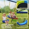 Set Altalena da Giardino 4 in 1 per Bambini 3-8 Anni con 2 Altalene, Canestro e Porta da Calcio