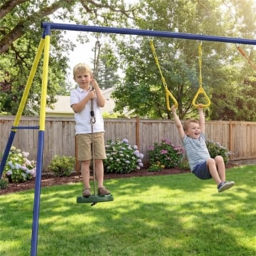 ALTALENA DA GIARDINO 3 IN 1 PER BAMBINI 3-8 ANNI, IN ACCIAIO E PE, 285X160X181 CM, MULTICOLORE