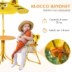 Set da Esterno per Bambini 4 pz con 2 Sedie, Ombrellone e Tavolo Rotondo, in Acciaio e Tessuto Oxford Giallo