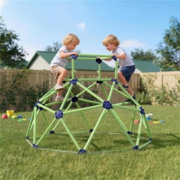 Gioco Arrampicata Bambini 3-8 Anni a Cupola con Bordi Smussati, in PP, 182.5x182.5x119 cm, Verde e Viola