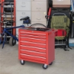 Carrello Porta Attrezzi con 7 Cassetti, Tappetini in EVA, Serratura e 2 Chiavi, Ruote con Freno, Maniglia, Rosso