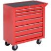 Carrello Porta Attrezzi con 7 Cassetti, Tappetini in EVA, Serratura e 2 Chiavi, Ruote con Freno, Maniglia, Rosso