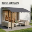 Gazebo Pergola con 16 Fori di Drenaggio, in Metallo e Poliestere, 3.8x2.8m, Grigio