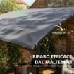 Gazebo Pergola con 16 Fori di Drenaggio, in Metallo e Poliestere, 3.8x2.8m, Grigio