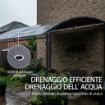 Gazebo Pergola con 16 Fori di Drenaggio, in Metallo e Poliestere, 3.8x2.8m, Grigio
