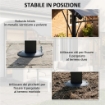 Gazebo Pergola con 16 Fori di Drenaggio, in Metallo e Poliestere, 3.8x2.8m, Grigio
