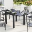 Tavolo da Giardino Allungabile per 4-6 Persone con Piano a Doghe, in Alluminio, 80/160x80x75 cm, Nero