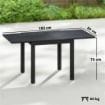 Tavolo da Giardino Allungabile per 4-6 Persone con Piano a Doghe, in Alluminio, 80/160x80x75 cm, Nero