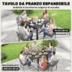 Tavolo da Giardino Allungabile per 4-6 Persone con Piano a Doghe, in Alluminio, 80/160x80x75 cm, Nero