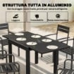 Tavolo da Giardino Allungabile per 4-6 Persone con Piano a Doghe, in Alluminio, 80/160x80x75 cm, Nero