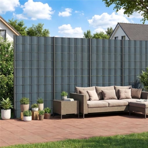 SET 4 PEZZI FRANGIVISTA DA GIARDINO ANTI UV IMPERMEABILE CON FERMAGLI, IN PP, 3500X19 CM, GRIGIO
