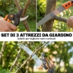SET 3 PEZZI CON SEGHETTO MANUALE 2-IN-1 CON ASTA TELESCOPICA DA 2-3 M, SEGA DA POTATURA E FORBICE
