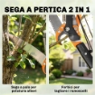 SET 3 PEZZI CON SEGHETTO MANUALE 2-IN-1 CON ASTA TELESCOPICA DA 2-3 M, SEGA DA POTATURA E FORBICE