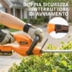 Tagliasiepi a Batteria 18V con Batteria da 2Ah, Caricatore, Lama a Doppia Azione 51cm, Arancione