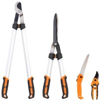 SET DA GIARDINAGGIO 4 PEZZI CON CESOIE, TRONCARAMI, FORBICI DA POTATURA E SEGHETTO PIEGHEVOLE