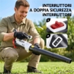 SOFFIATORE PER FOGLIE CORDLESS CON BATTERIA DA 4000MAH E CARICATORE, 18V, LEGGERO CON 6 LIVELLI DI VELOCITÀ