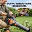 Soffiatore a Batteria 20V, Motore Brushless 900W, 3 Livelli VelocitÓ, Turbo Boost, Caricabatterie