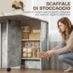 Tavolo da Pranzo Pieghevole con Ripiani, Ribalta e Ruote, Grigio Cemento