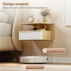 Set di 2 Comodini Sospesi con Cassetto e Mensola Aperta, 35x32x22.5 cm, Bianco e Rovere