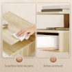 Set di 2 Comodini Sospesi con Cassetto e Mensola Aperta, 35x32x22.5 cm, Bianco e Rovere