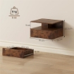 SET DI 2 COMODINI SOSPESI CON CASSETTO E MENSOLA APERTA, 35X32X22.5 CM, MARRONE RUSTICO