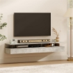 Set di 2 Comodini Sospesi con Cassetto e Mensola Aperta, 35x32x22.5 cm, Grigio Cemento