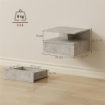 Set di 2 Comodini Sospesi con Cassetto e Mensola Aperta, 35x32x22.5 cm, Grigio Cemento