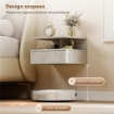 Set di 2 Comodini Sospesi con Cassetto e Mensola Aperta, 35x32x22.5 cm, Grigio Cemento